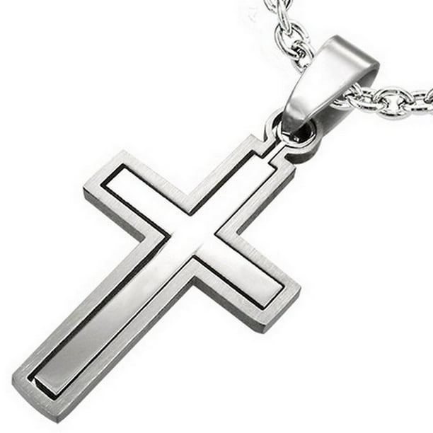 West Coast Jewelry Sterling Silver Satin Cross Pendant West Coast Jewelry Sterling Silver Satin Cross Pendant